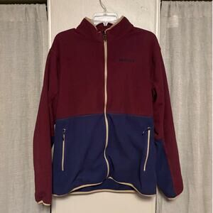 Marmot Color Block Fleece Jacket | L | Maroon & Navy